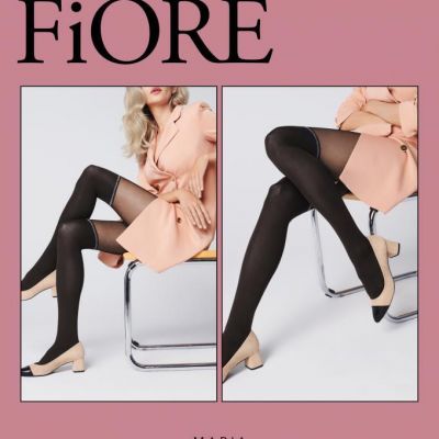 FIORE MARIE 30 DENIER MOCK STOCKINGS TIGHTS PANTYHOSE BLACK 4 SIZES S M L XL